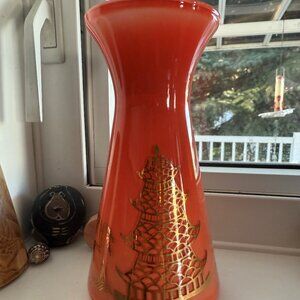 Northwood Antique Coral Pagoda Vase